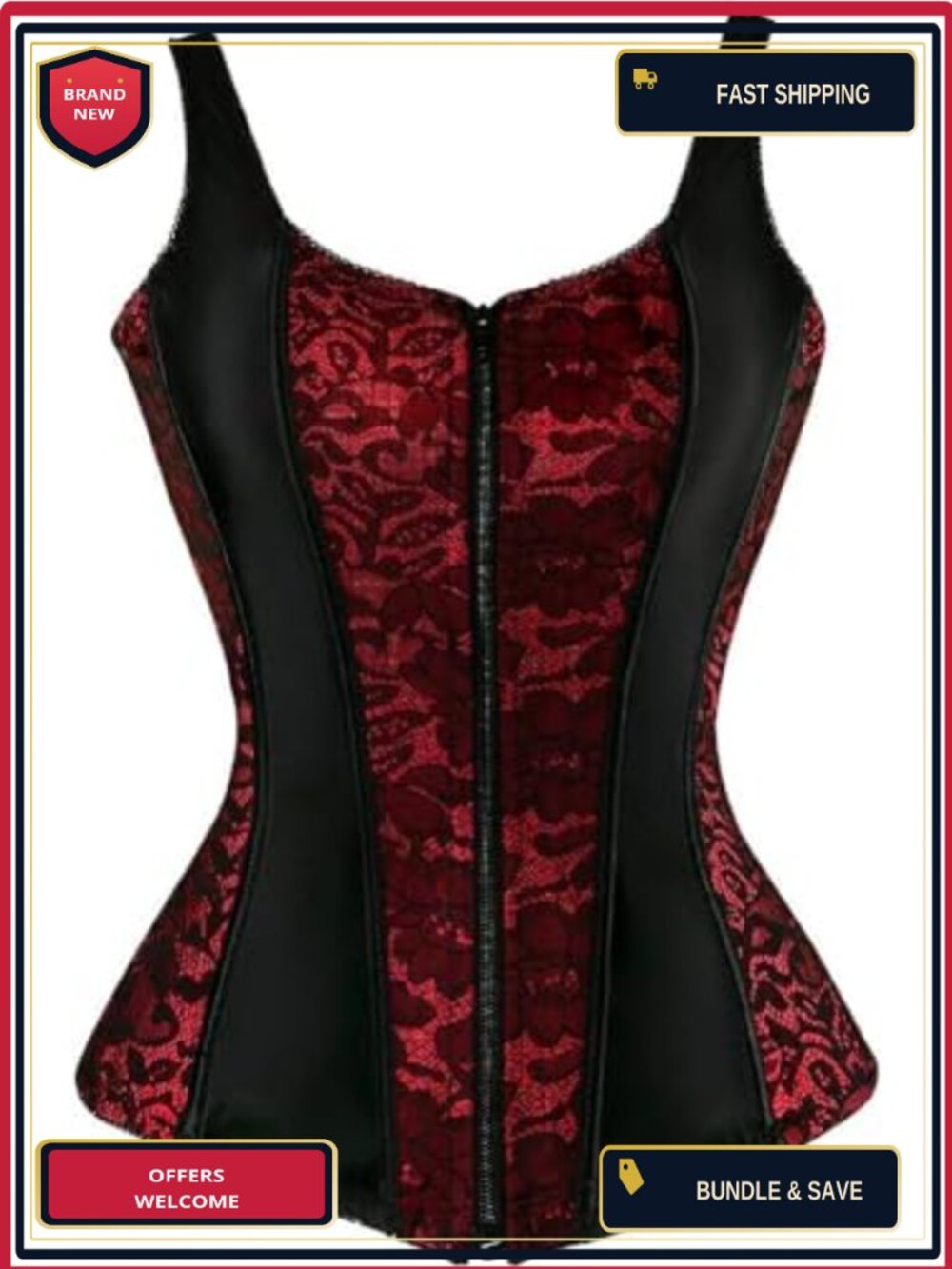Gothic Lace-Up Corset Bustier Top Satin Cotton Lined Shaper